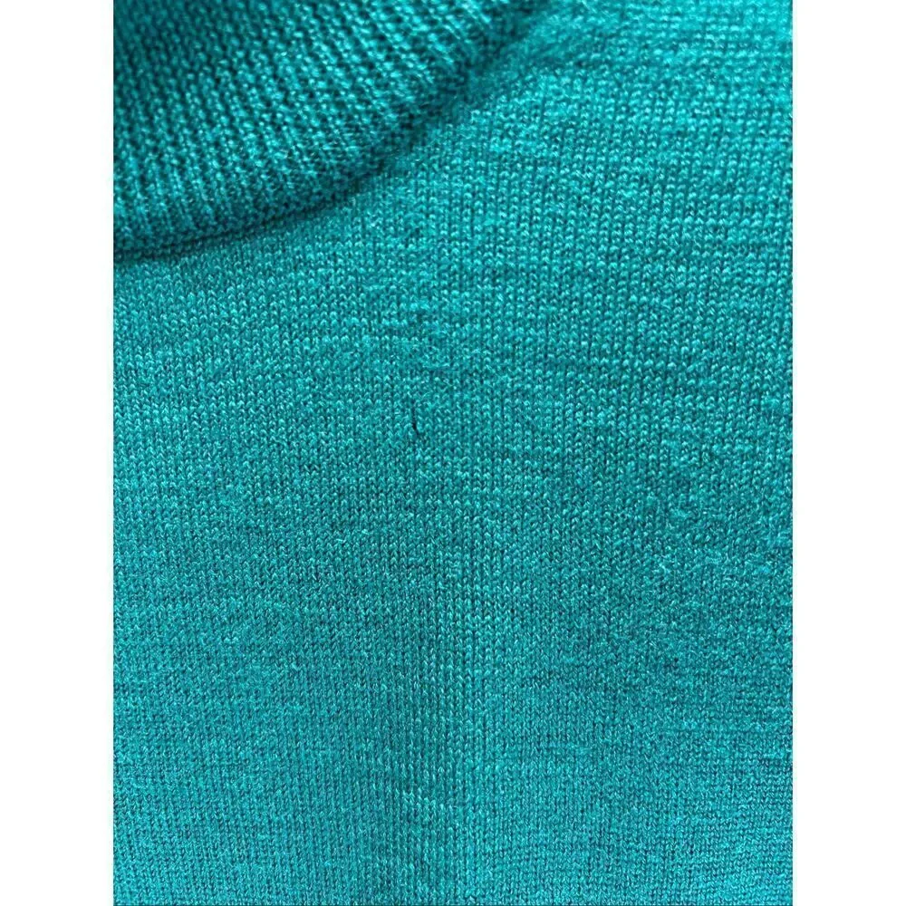 Lands’ End Men’s 100% Merino Wool Mock Neck Sweater Green Holiday L 42-44